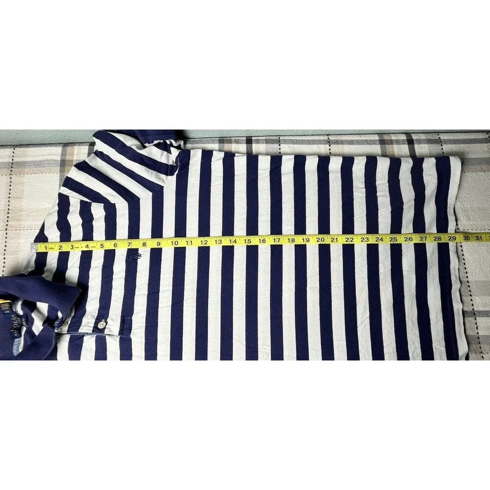 Polo Ralph Lauren Classic Fit Blue/White Striped Short Sleeve Shirt Size XL